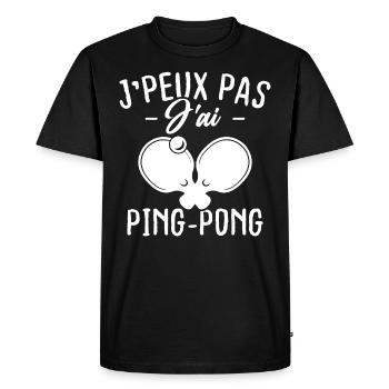 J'peux pas j'ai Ping-pong - T-shirt Premium bio Homme - noir - Devant - Nico (187cm)