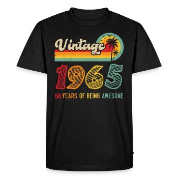 Vintage 1965, birthday gift 58 years - Men's Premium Organic T-Shirt - black - Front - Nico (187cm)