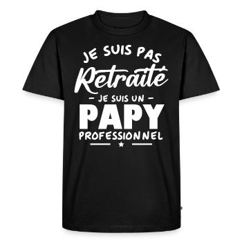 Je suis Pas Retraité je suis un Papy Professionnel - T-shirt Premium bio Homme - noir - Devant - Nico (187cm)