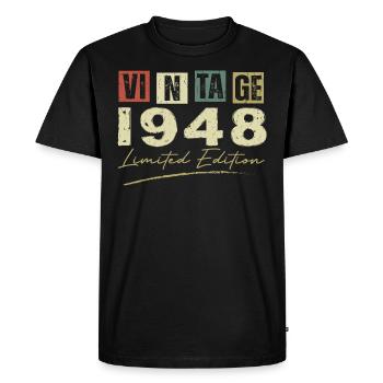 Vintage 1948 Original 1948 Anniversary Gift - Men's Premium Organic T-Shirt - black - Front - Nico (187cm)