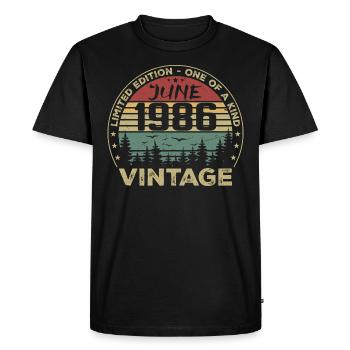 Cadeau Juin 1986 Anniversaire Juin 1986 Juin 1986 - T-shirt Premium bio Homme - noir - Devant - Nico (187cm)