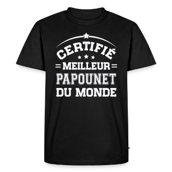 Certifié meilleur Papounet du Monde - T-shirt Premium bio Homme - noir - Devant - Nico (187cm)