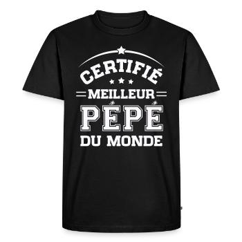 Certifié meilleur Pépé du Monde Cadeau Pépé - T-shirt Premium bio Homme - noir - Devant - Nico (187cm)