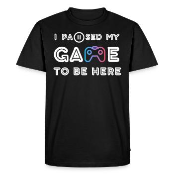 I Paused my Game To Be Here - T-shirt Premium bio Homme - noir - Devant - Nico (187cm)