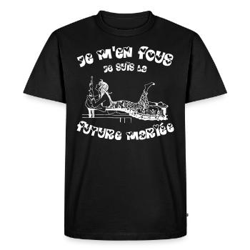 Je m'en fou je suis la future mariée bride EVJF - T-shirt Premium bio Homme - noir - Devant - Nico (187cm)