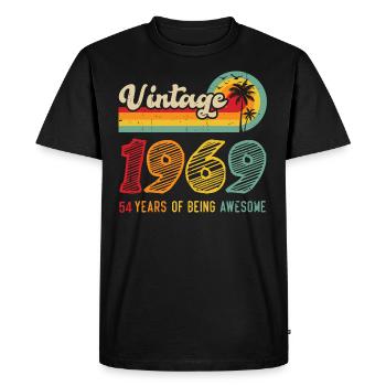Vintage 1969, Cadeau D'anniversaire 54 Ans - T-shirt Premium bio Homme - noir - Devant - Nico (187cm)