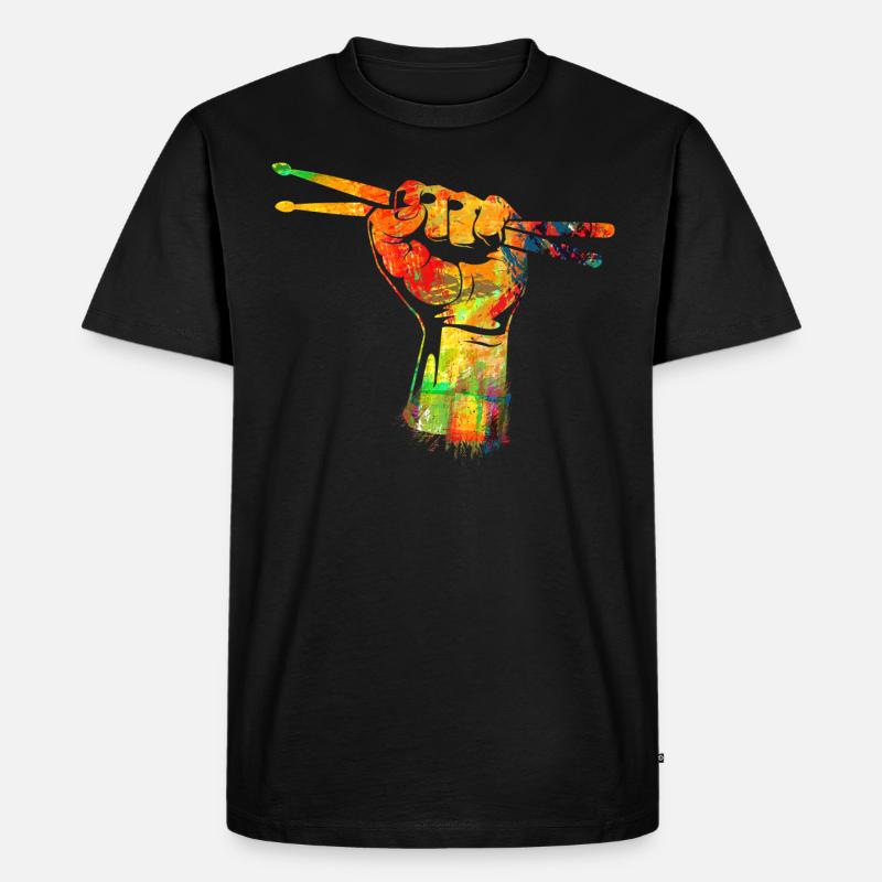Rock n Roll - Drums - Männer Premium Bio T-Shirt - Schwarz