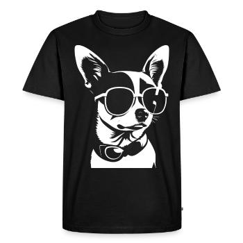 Funny Chihuahua wearing Sunglasses Chihuahuas - Men's Premium Organic T-Shirt - black - Front - Nico (187cm)