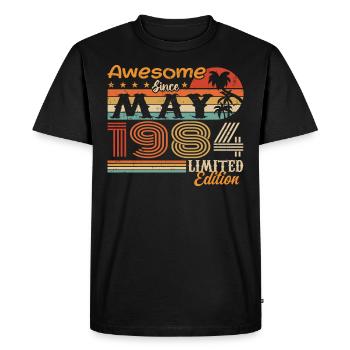 Mai 1984 - Année 1984 Jubilé - Mai 1984 - T-shirt Premium bio Homme - noir - Devant - Nico (187cm)