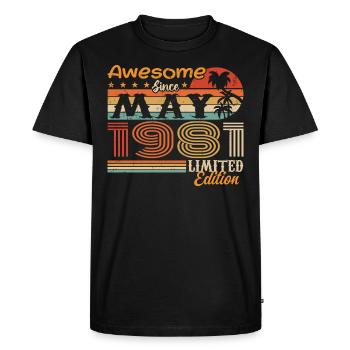 Mai 1981 - Année 1981 Jubilé - Mai 1981 - T-shirt Premium bio Homme - noir - Devant - Nico (187cm)