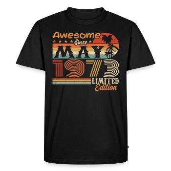 Mai 1973 - Année 1973 Jubilé - Mai 1973 - T-shirt Premium bio Homme - noir - Devant - Nico (187cm)