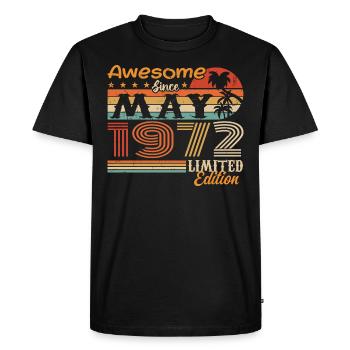 Mai 1972 - Année 1972 Jubilé - Mai 1972 - T-shirt Premium bio Homme - noir - Devant - Nico (187cm)