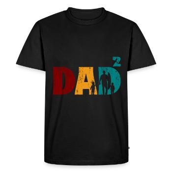 Papa père de 2 enfants jumeaux fils filles - T-shirt Premium bio Homme - noir - Devant - Nico (187cm)