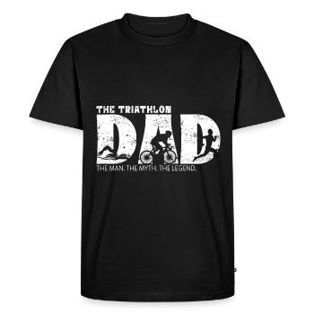 Triathlon Papa Papa Papa Idées cadeaux Dictons - T-shirt Premium bio Homme - noir - Devant - Nico (187cm)