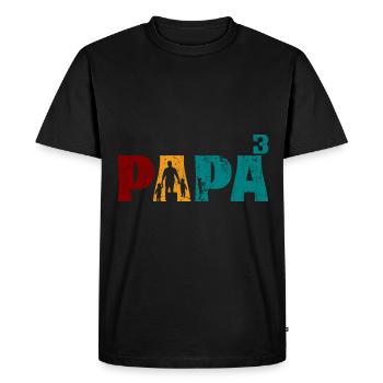 Papa Vater von 3 Kinder Kindern Dreifacher - Männer Premium Bio T-Shirt - Schwarz - Vorne - Nico (187cm)