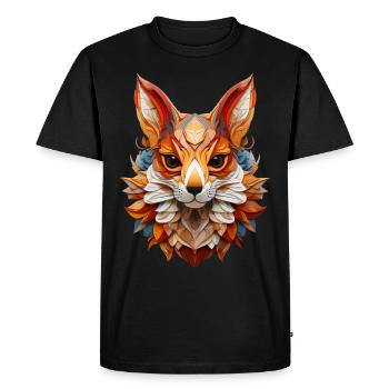 Écureuil géométrique dans les tons d’orange - T-shirt Premium bio Homme - noir - Devant - Nico (187cm)