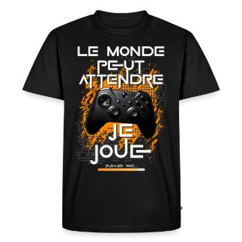 Gamer homme geek ado accro à la console jeux vidéo - T-shirt Premium bio Homme - noir - Devant - Nico (187cm)