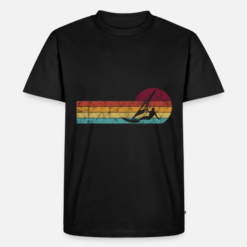 Surfen Windsurfer Windsurfen Windsurfing Retro - Männer Premium Bio T-Shirt - Schwarz