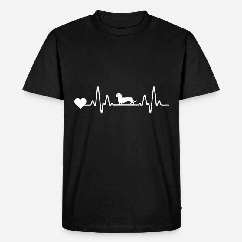 Hund Herzschlag Dackel - Männer Premium Bio T-Shirt - Schwarz