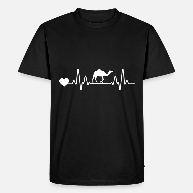 Herzschlag Kamel - Männer Premium Bio T-Shirt - Schwarz