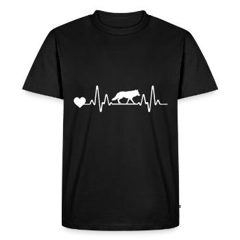 Animal, Forest Animal, Heartbeat, Wolf - Men's Premium Organic T-Shirt - black - Front - Nico (187cm)