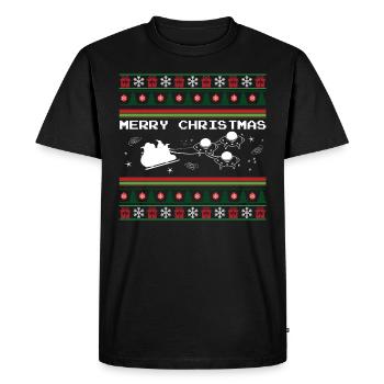 Ufo Noël laid - T-shirt Premium bio Homme - noir - Devant - Nico (187cm)