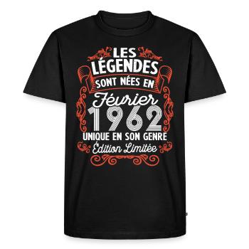 Vintage Flourish Cadeau Anniversaire Février 1962 - T-shirt Premium bio Homme - noir - Devant - Nico (187cm)