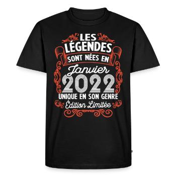Vintage Flourish Cadeau Anniversaire Janvier 2022 - T-shirt Premium bio Homme - noir - Devant - Nico (187cm)