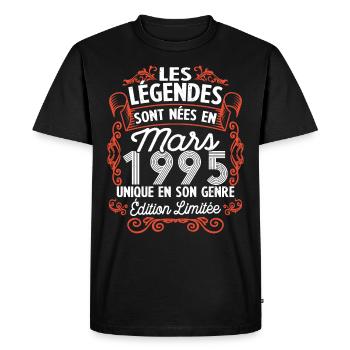 Vintage Flourish Cadeau Anniversaire Mars 1995 - T-shirt Premium bio Homme - noir - Devant - Nico (187cm)