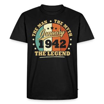 Janvier 1942, 81 Ans Anniversaire Homme femme - T-shirt Premium bio Homme - noir - Devant - Nico (187cm)