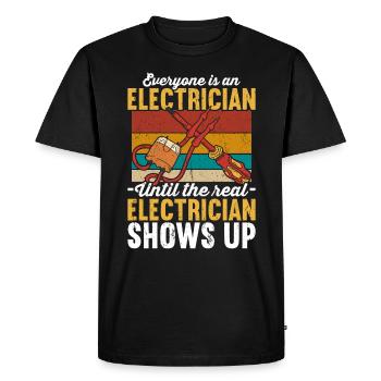 Electrician Electricians - Men's Premium Organic T-Shirt - black - Front - Nico (187cm)