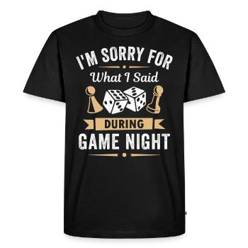 Désolé pour ce que j’ai dit pendant la soirée de match - T-shirt Premium bio Homme - noir - Devant - Nico (187cm)
