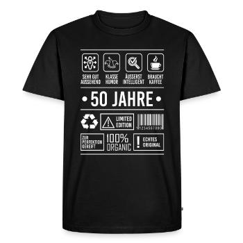 50. Geburtstag Spruch 50 Jahre Geschenk - Männer Premium Bio T-Shirt - Schwarz - Vorne - Nico (187cm)