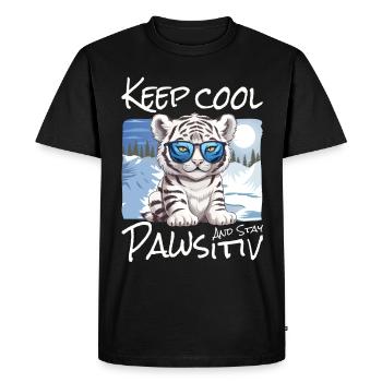 Cat Tiger White Siberian Arctic - Men's Premium Organic T-Shirt - black - Front - Nico (187cm)