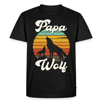 Papa père loup Vintage soleil - T-shirt Premium bio Homme - noir - Devant - Nico (187cm)