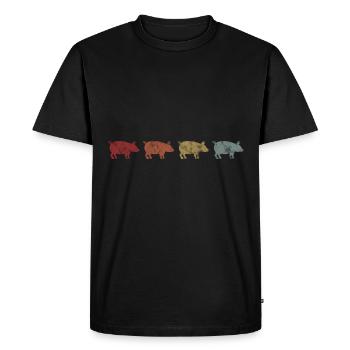 Porcs porcs rétro porc fermier truie eber cochon - T-shirt Premium bio Homme - noir - Devant - Nico (187cm)