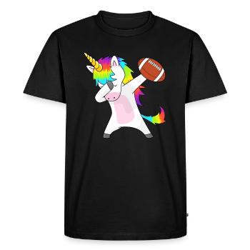 Tamponner football licorne - T-shirt Premium bio Homme - noir - Devant - Nico (187cm)