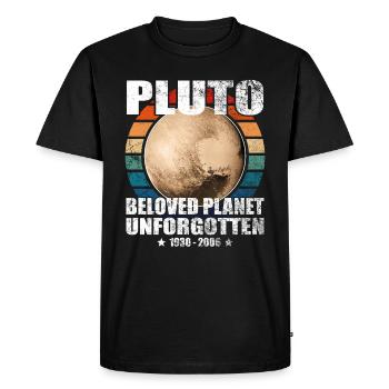 Pluto is a planet, memory, unforgettable - Men's Premium Organic T-Shirt - black - Front - Nico (187cm)