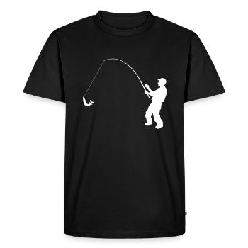 pêcheur, exercices, brochet, silhouette - T-shirt Premium bio Homme - noir - Devant - Nico (187cm)