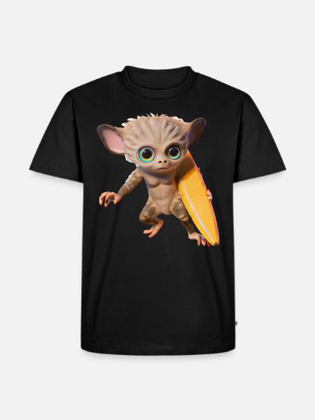 Surfboard wearing tarsier - Men's Premium Organic T-Shirt - black