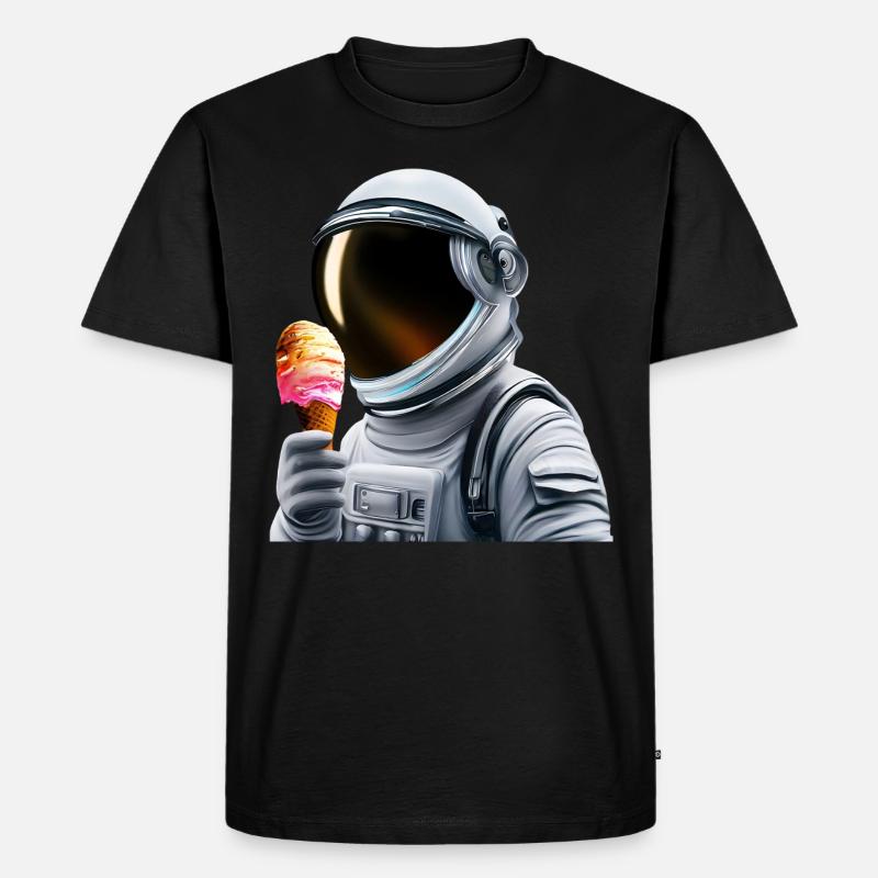 Waffel Eis Astronaut - Männer Premium Bio T-Shirt - Schwarz