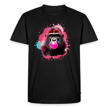 Gorilla,graffiti,illustration,chewing gum,bubble - Men's Premium Organic T-Shirt - black - Front - Nico (187cm)