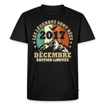 Les légendes sont nées en Décembre 2017 Vintage - T-shirt Premium bio Homme - noir - Devant - Nico (187cm)