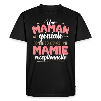 Maman géniale donne toujours mamie exceptionelle - T-shirt Premium bio Homme - noir - Devant - Nico (187cm)