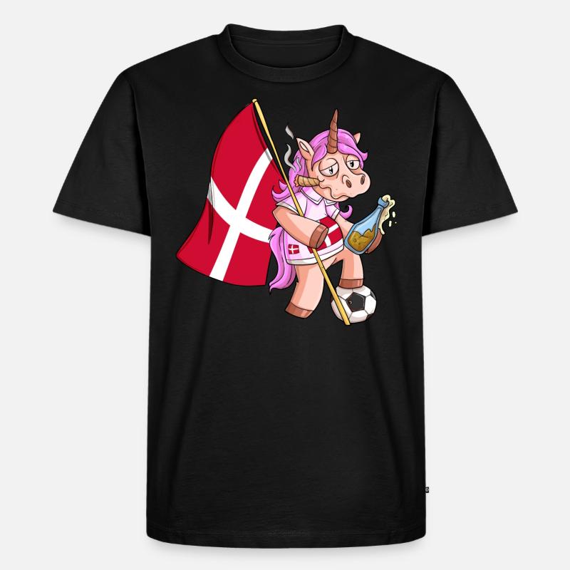 Dänisches Party Einhorn - Männer Premium Bio T-Shirt - Schwarz