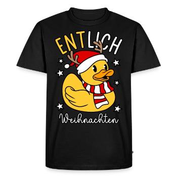 Lustige Ente - Gummiente - ENTlich Weihnachten - Männer Premium Bio T-Shirt - Schwarz - Vorne - Nico (187cm)