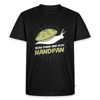 Handpan Hang T-Shirt Musique Sound Snail - T-shirt Premium bio Homme - noir - Devant - Nico (187cm)