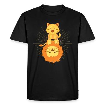 Chat miroir Lion, crois en toi, chemise douce - T-shirt Premium bio Homme - noir - Devant - Nico (187cm)