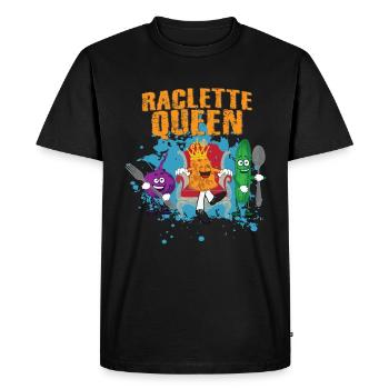 Cadeau Raclette Reine Fromage Reine Oignon Concombre - T-shirt Premium bio Homme - noir - Devant - Nico (187cm)