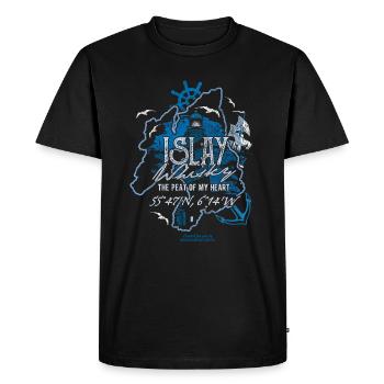 Islay Whisky Tourbe de mon cœur - T-shirt Premium bio Homme - noir - Devant - Nico (187cm)